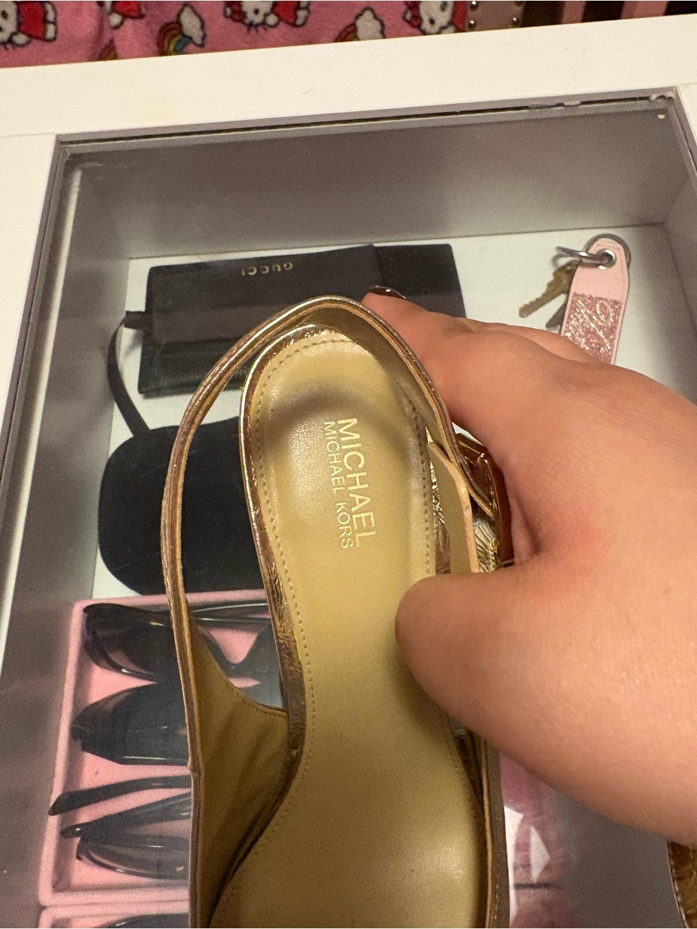 Michael Kors Metallic Bronze Slingback Heels - Picture 2 of 5